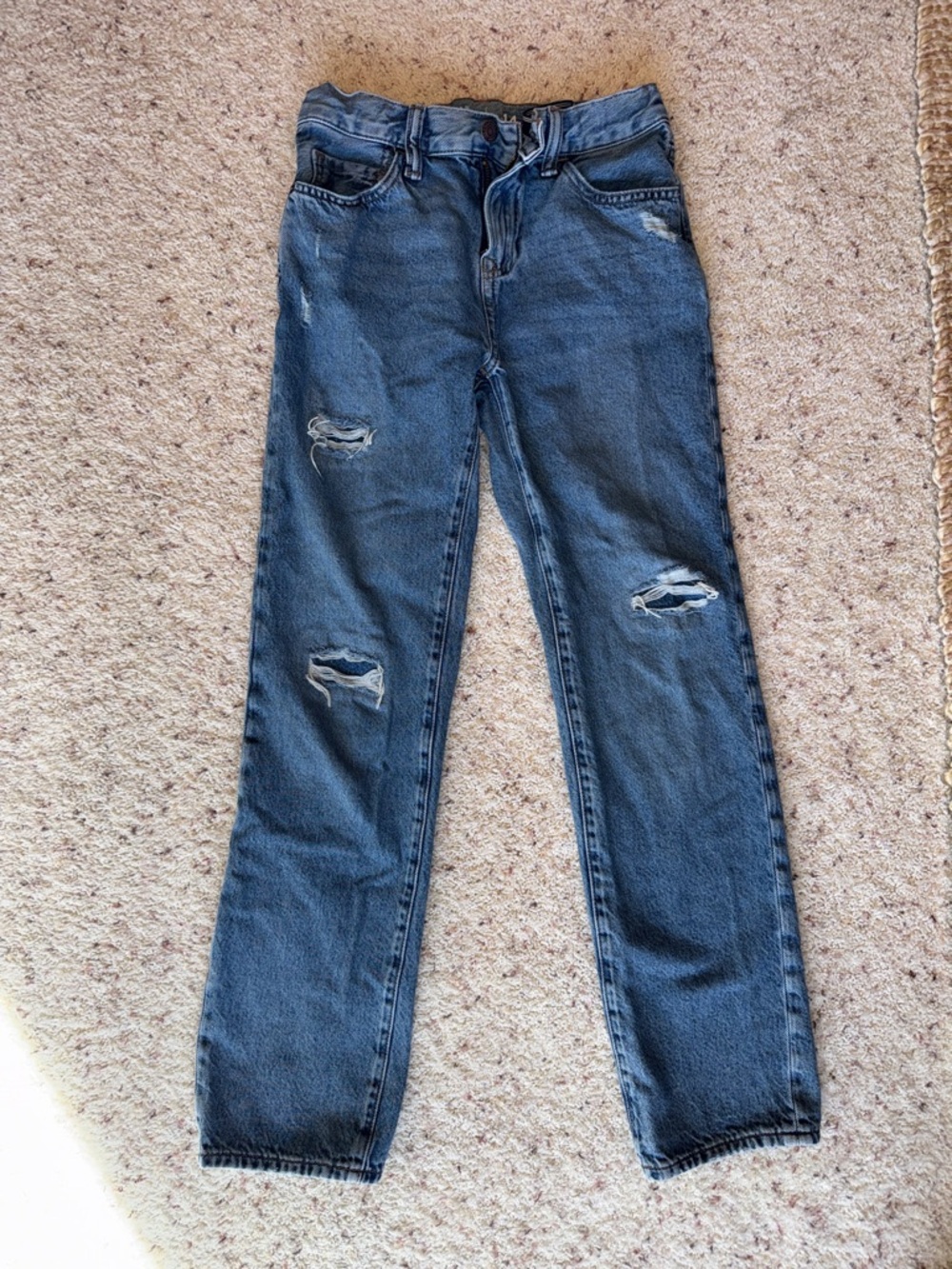 Dark Blue Distressed Girls Jeans
